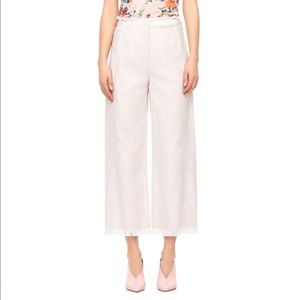 Rebecca Taylor Slub Suiting Wide Leg Crop Pant
